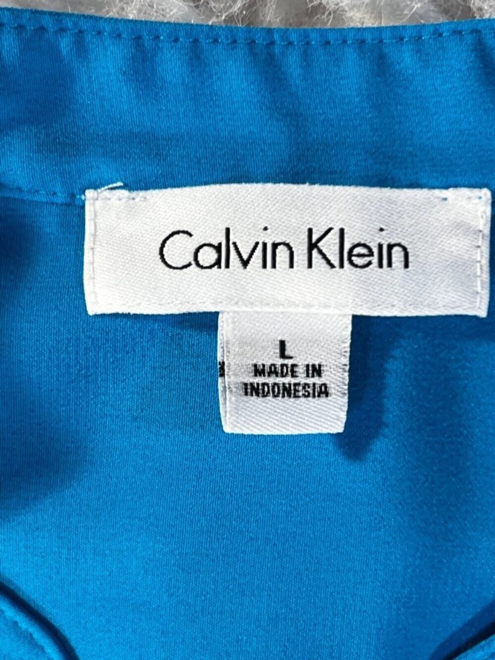 Calvin Klein Blouse Womens Lg Turquiose Blue Pockets Button Sleeveless Stretch - Picture 4 of 8